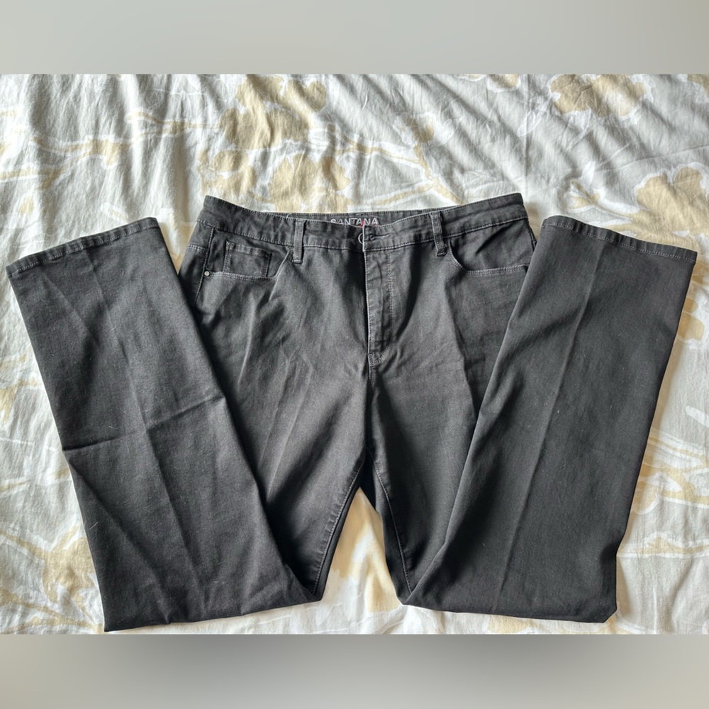 Santana. Jeans. Denim. 16 x 32. Stretch. Straight leg. Black wash.